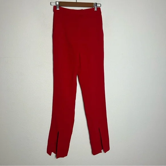 NEW Revolve NBD Kalila Split Hem Ankle Trouser Pants Red High Rise Size XS NWT